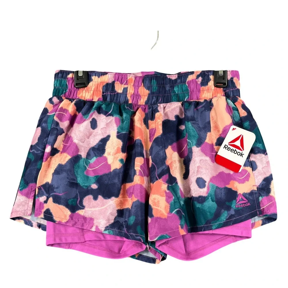 Reebok Printed Reflex Short Womens S Abstract Floral 2-in-1 Running Gym Workout